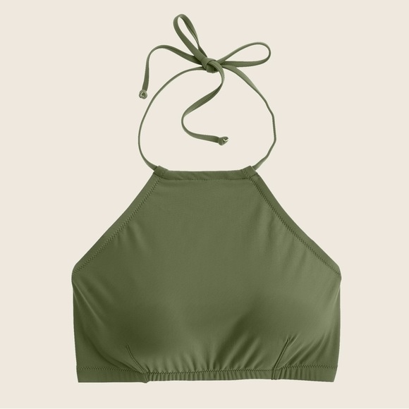 J Crew taupe green gray halter neck bikini top and bottoms set - size XS - Small - Picture 1 of 3